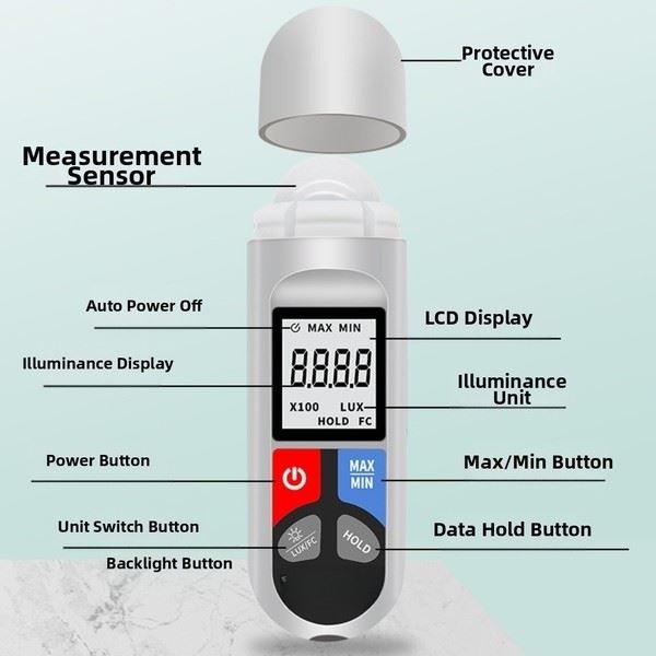 Portable Digital Light Meter Illuminance Tester for Indoor and Outdoor Use
