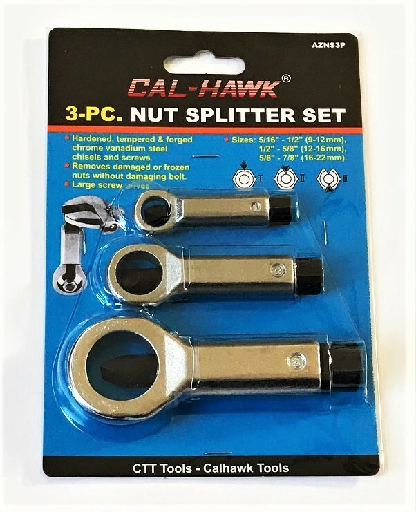 3pc CAL-HAWK DAMAGED NUT SPLITTER BREAKER SET 5/16 – 7/8″ SAE 9MM – 22MM METRIC