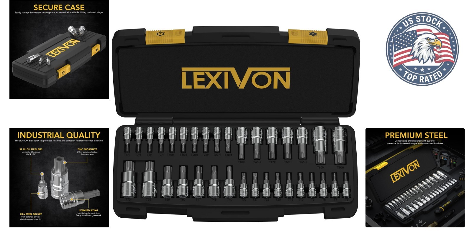 Durable Master Torx Bit Socket Set – 34 Pieces S2 Alloy Steel | Polished Finish
