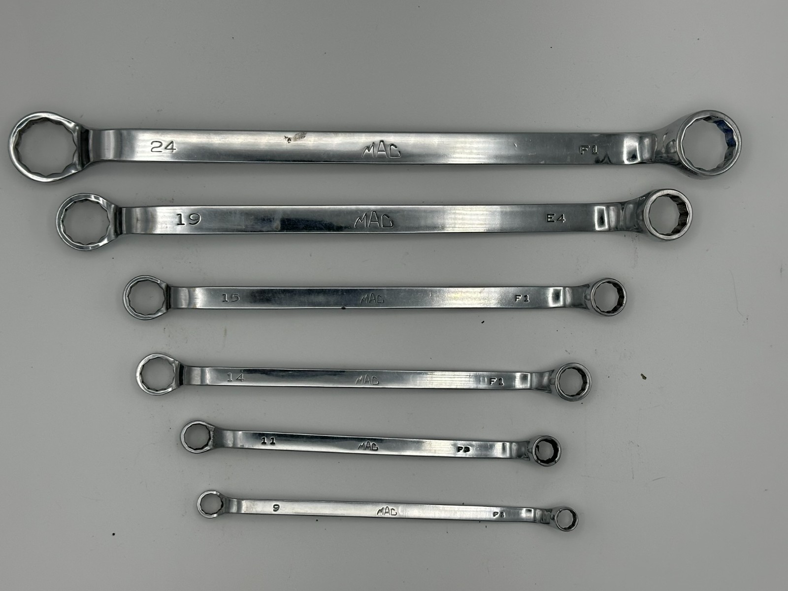 6pcs Mac Tools Metric BOLM 12PT Set 8mm to 24mm Chrome Offset Box End Wrench