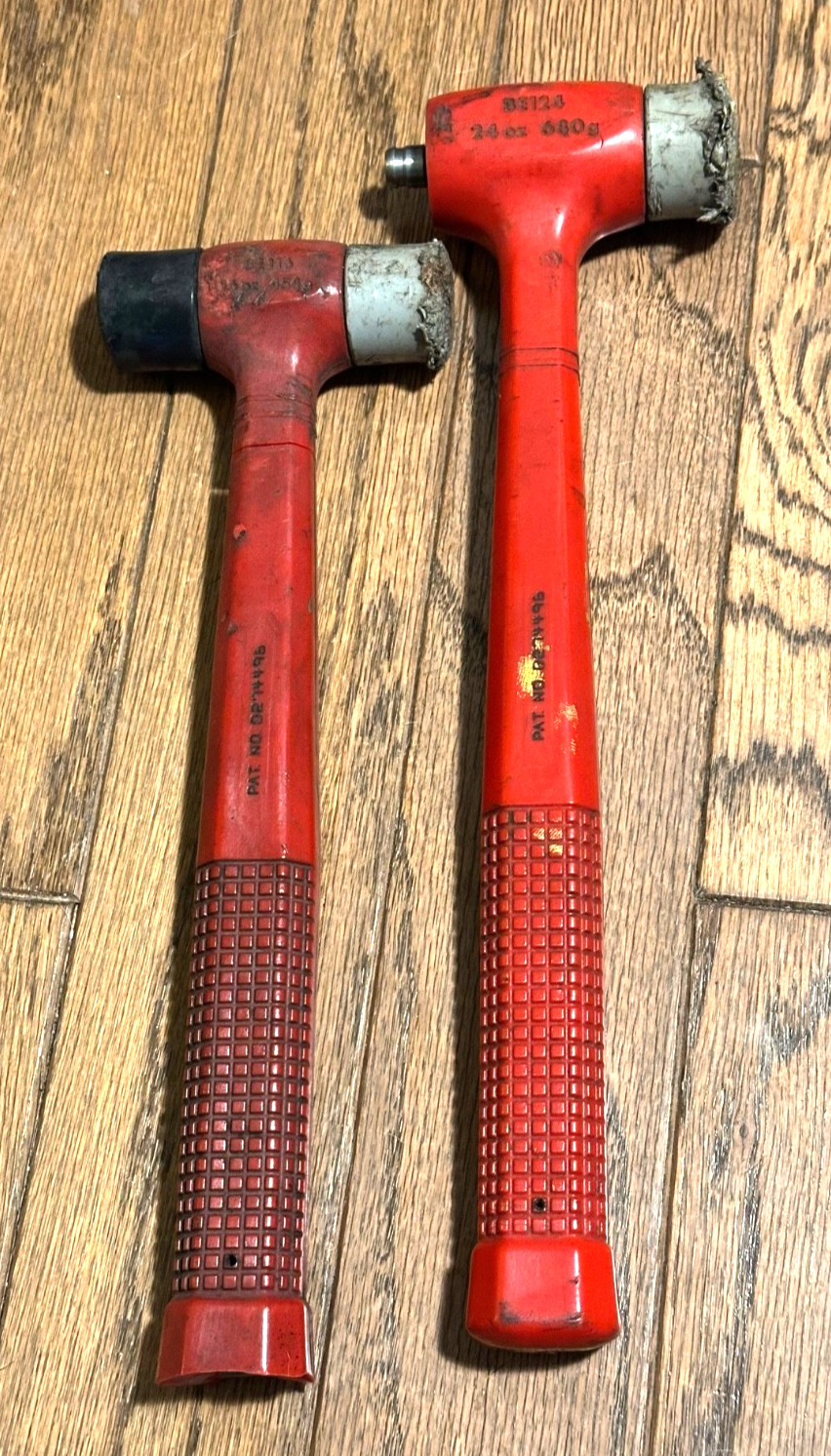 🇺🇸 Snap On Tools Soft Face Rubber Plastic Dual Blow Hammer Set Lot PARTS Red