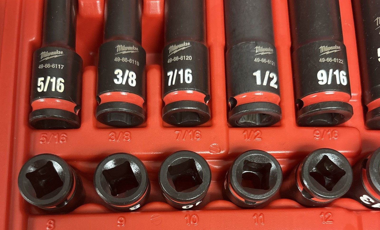 Milwaukee 3/8 Inch Drive SAE and Metric 6 Point Impact Socket Set (42-Piece)
