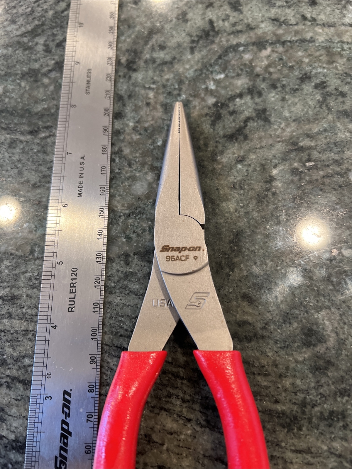 Snap-On 96acf 8″ talon grip needle nose pliers red