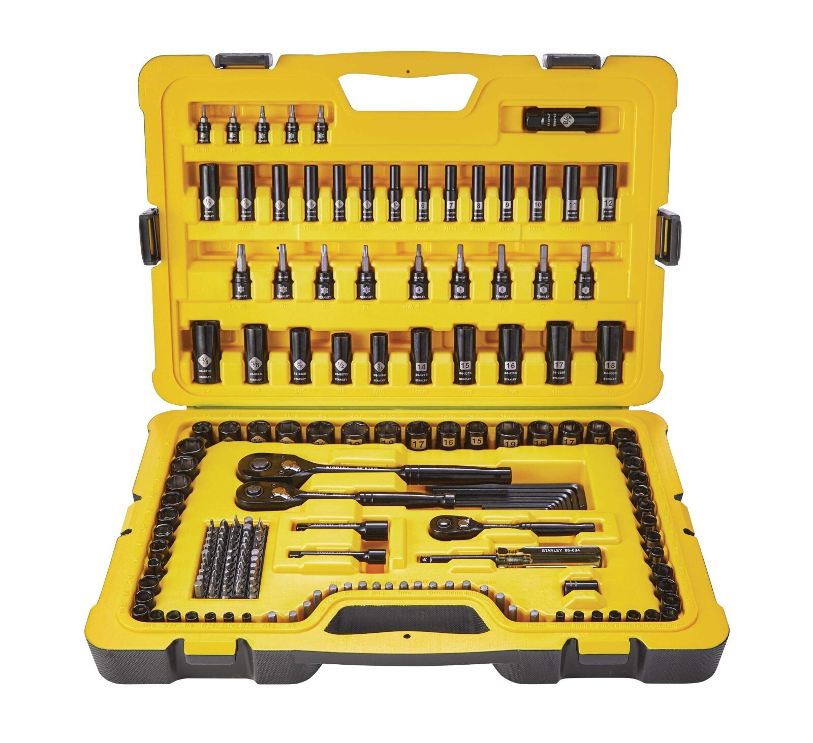 Stanley 197 Pc Pro Grade Black Chrome Socket Set SAE/Metric NEW