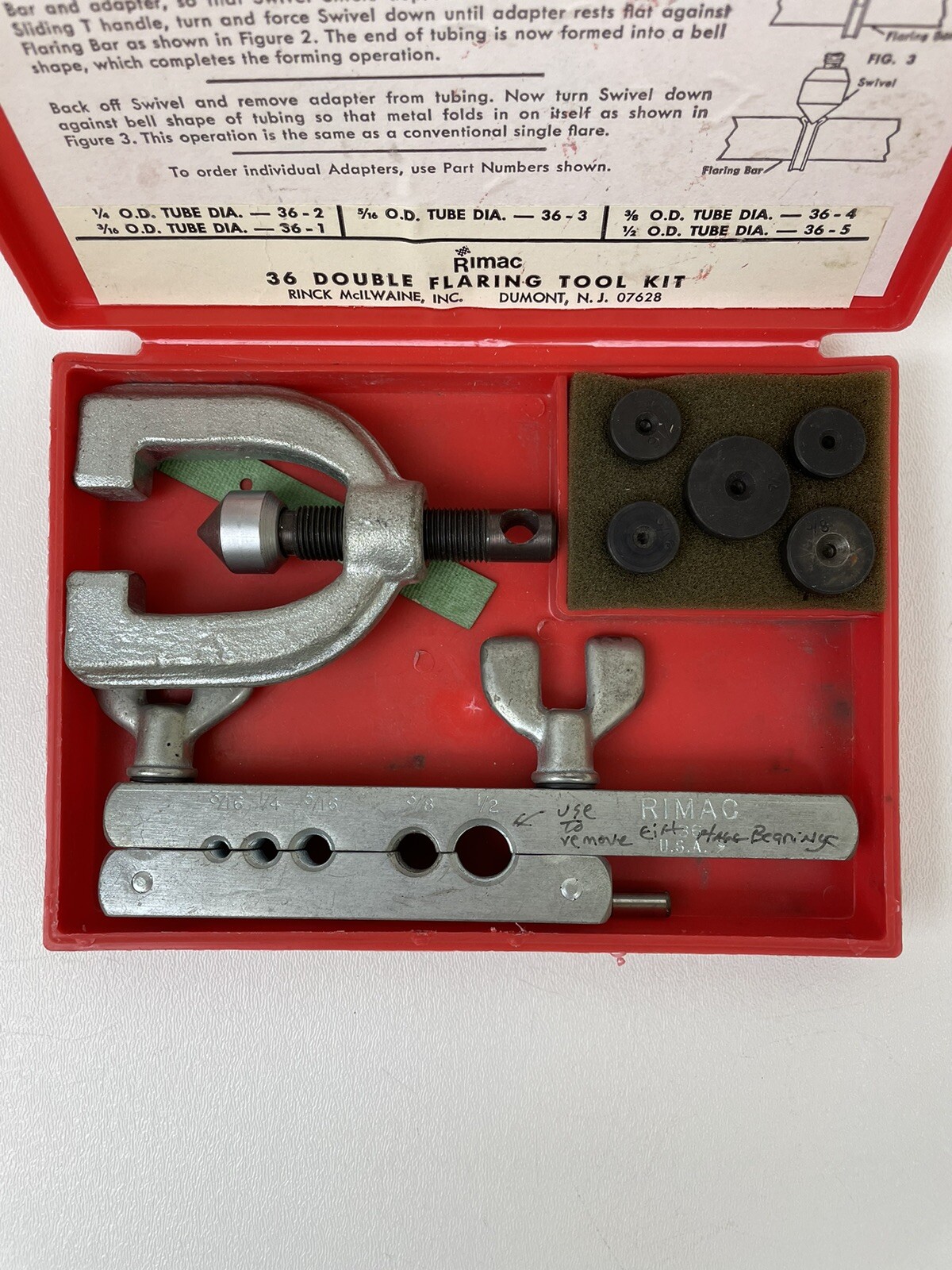 RIMAC TOOLS #36 Tubing Kit: 3/16″ to 1/2″ Range Double Flaring Tool w/ Yoke