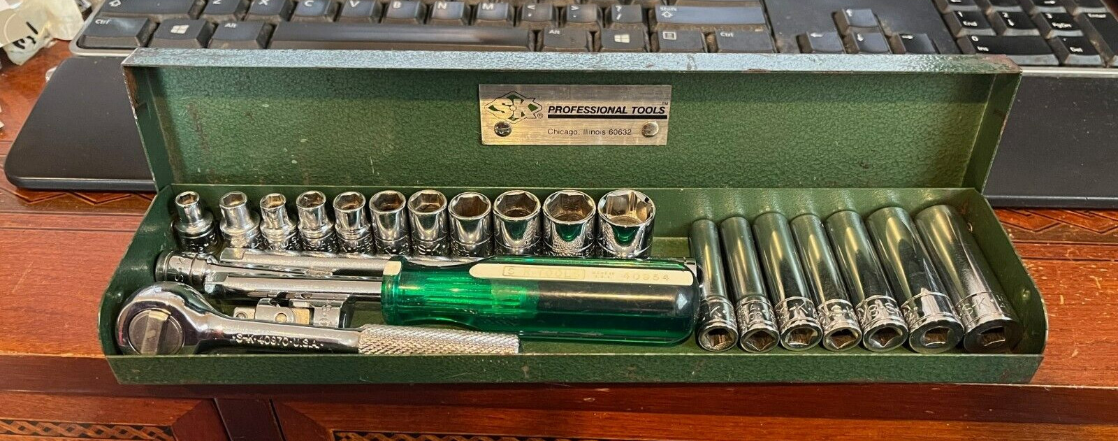 Vintage S-K Tools 1/4″ Drive Socket Set No. 4921 with Original Box Plus extras