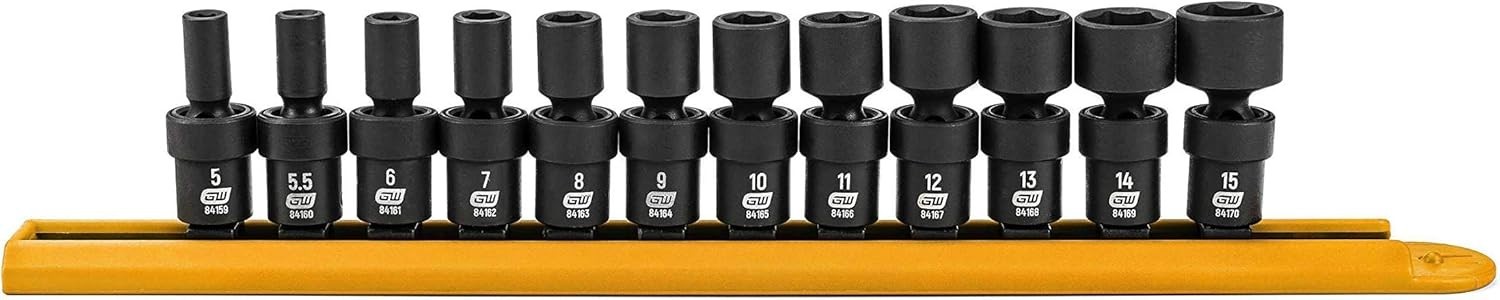 GEARWRENCH 84905 – 12 Piece 1/4″ Drive 6 Pt Standard Universal Impact Metric Set