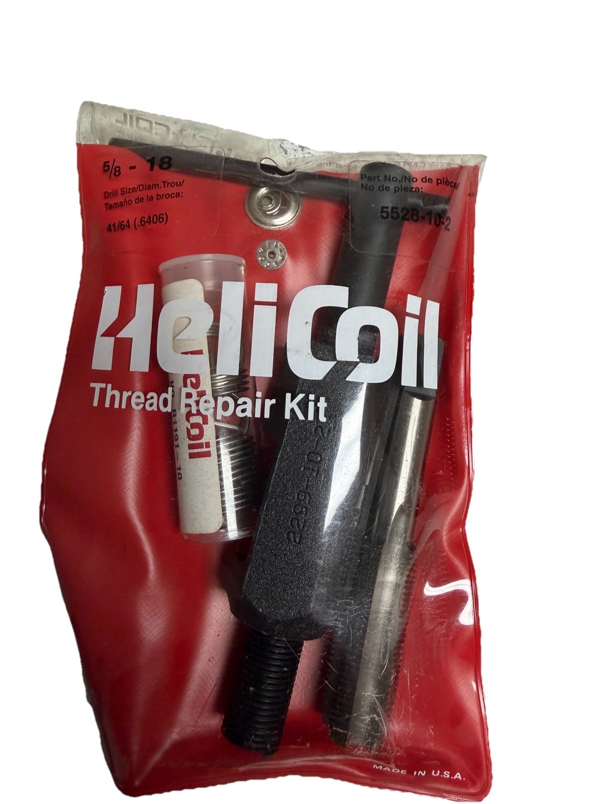 Heli-Coil 5528-10-2 Thread Repair Kit 5/8-18 NF UNF 41/64 Drill Helicoil NEW
