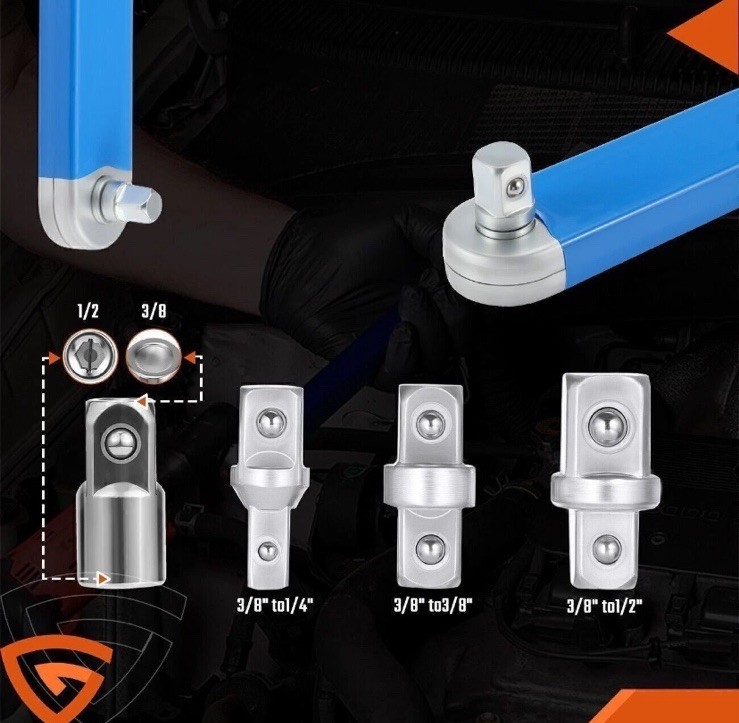 Offset Extension Wrench Set Ratchet Spanner Wrench with 4 Extender Adapter New