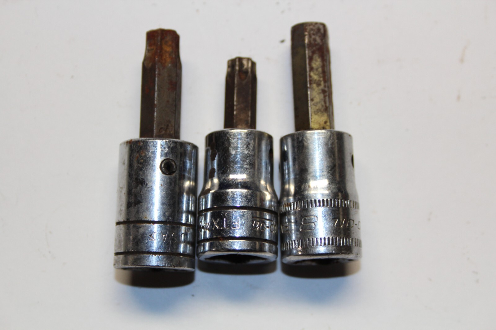 Snap-on Tools 3/8″ DRIVE HEX TORX Socket LOT USA 3 pcs FTX45A FTX40A FAM8A
