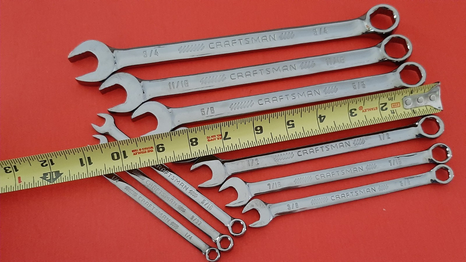 NEW Craftsman OVERDRIVE 10 Piece SAE Combination Wrench Set 1/4″ to 3/4″