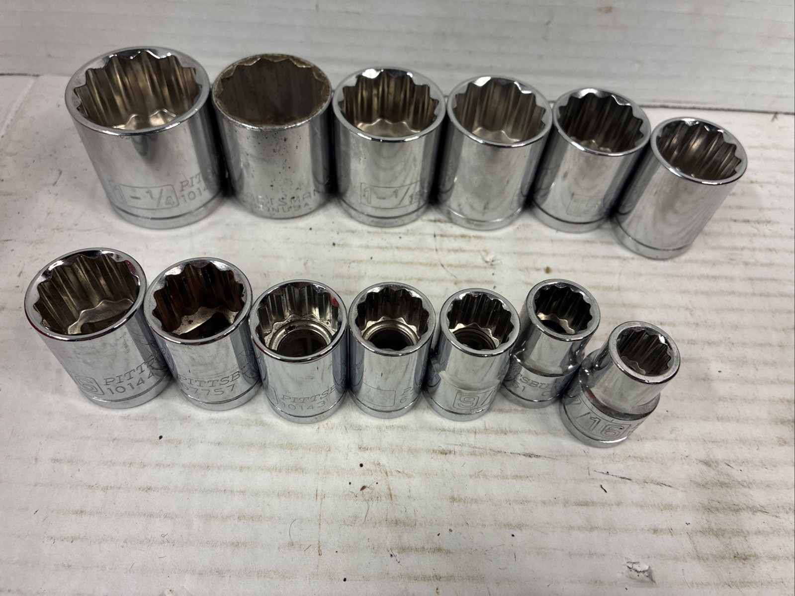 Pittsburg 1/2” Drive Socket Set Plus One Craftsman Great Shape See Description