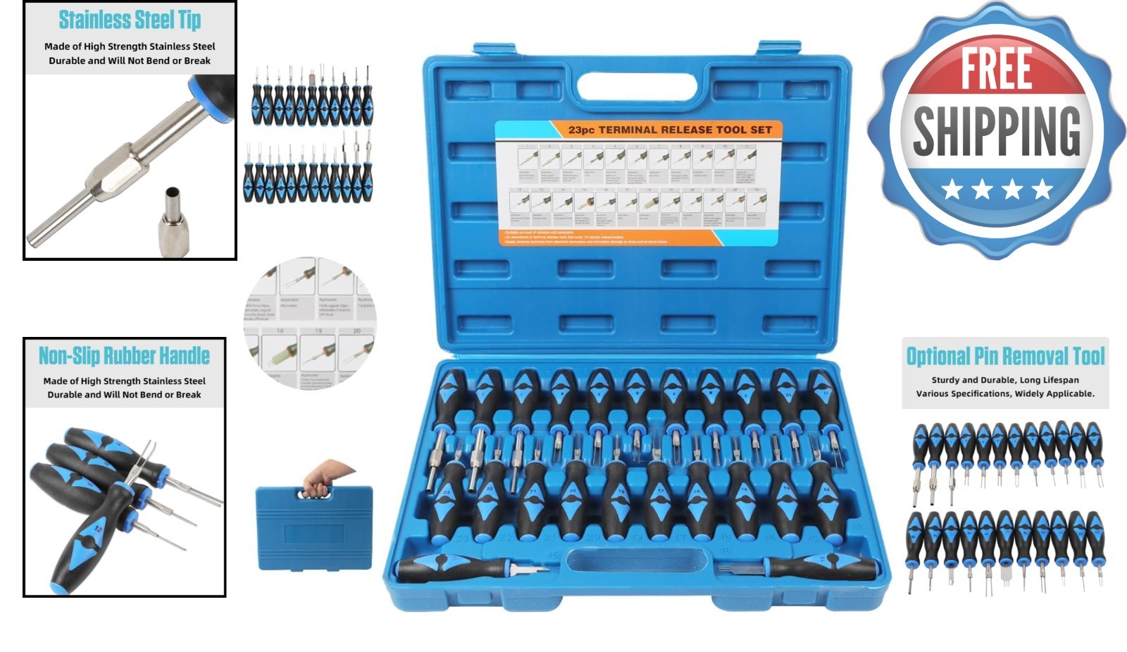 Universal Terminal Release Tool Kit – 23 Pieces with Non-Slip Grip & Carry Case