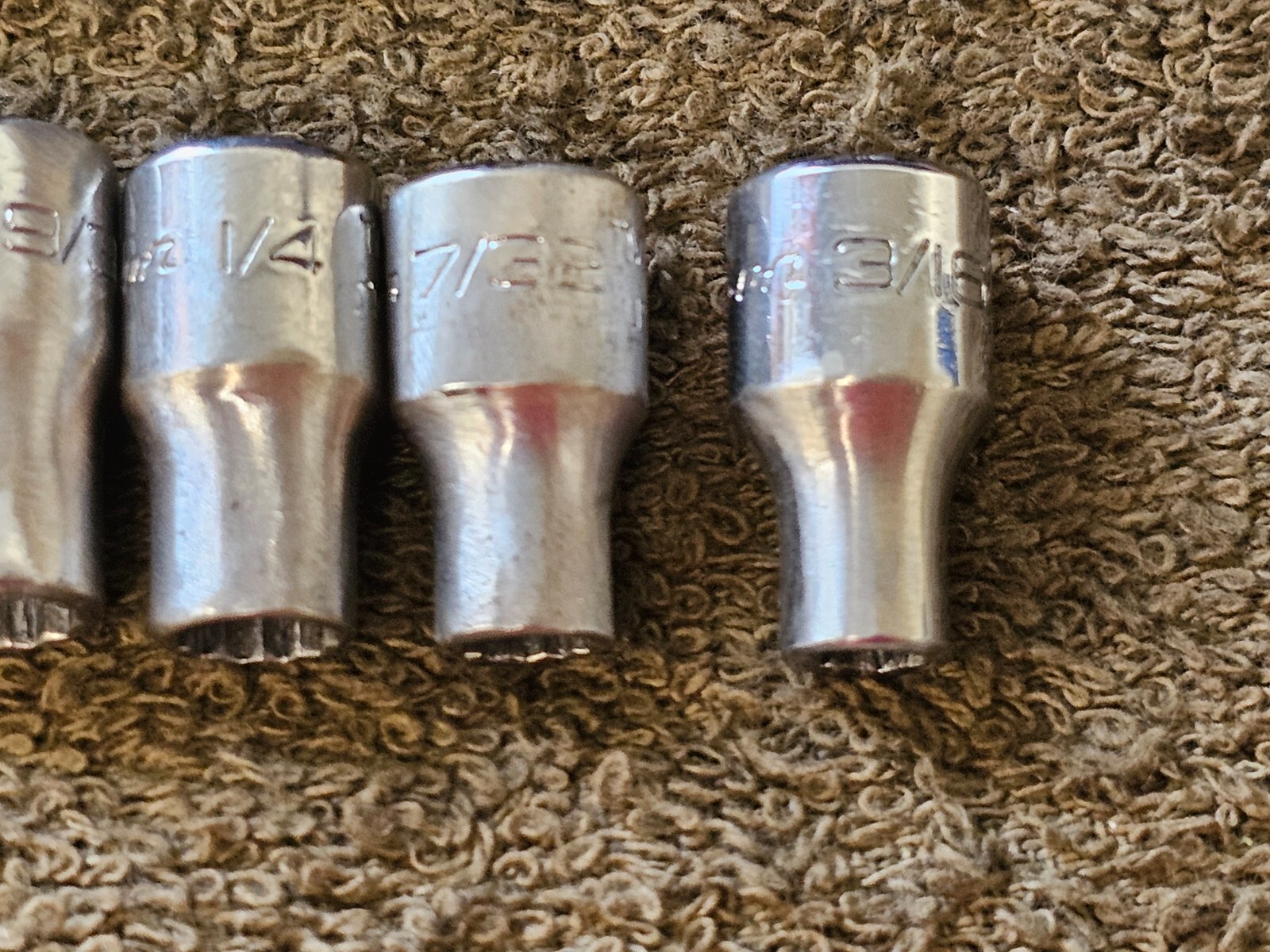 10 Snap On Socket 1/4″ Drive TMD SAE 9/16 1/2 7/16 3/8 11/32 5/16 6 12 Point USA