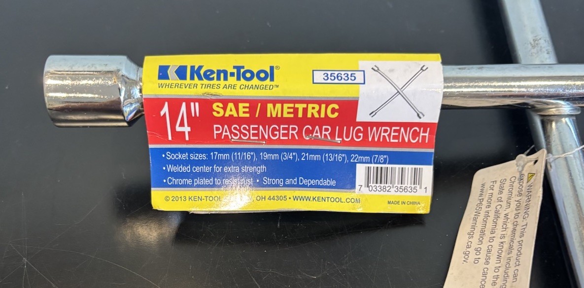 Ken-Tool 14″ SAE METRIC Passenger Car Lug Wrench 4 Way 11/16″ 3/4″ 13/16″ 7/8″