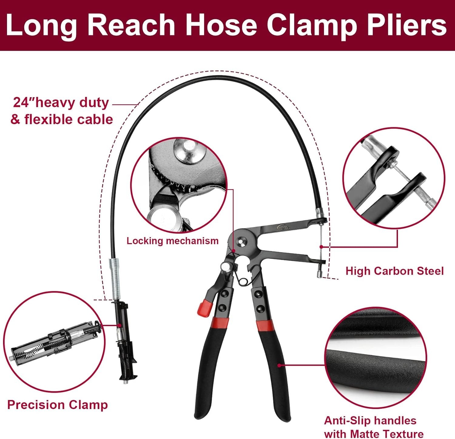 Professional 9pc Hose Clamp Pliers: Carbon Steel, Ergonomic Grip, Auto Repair