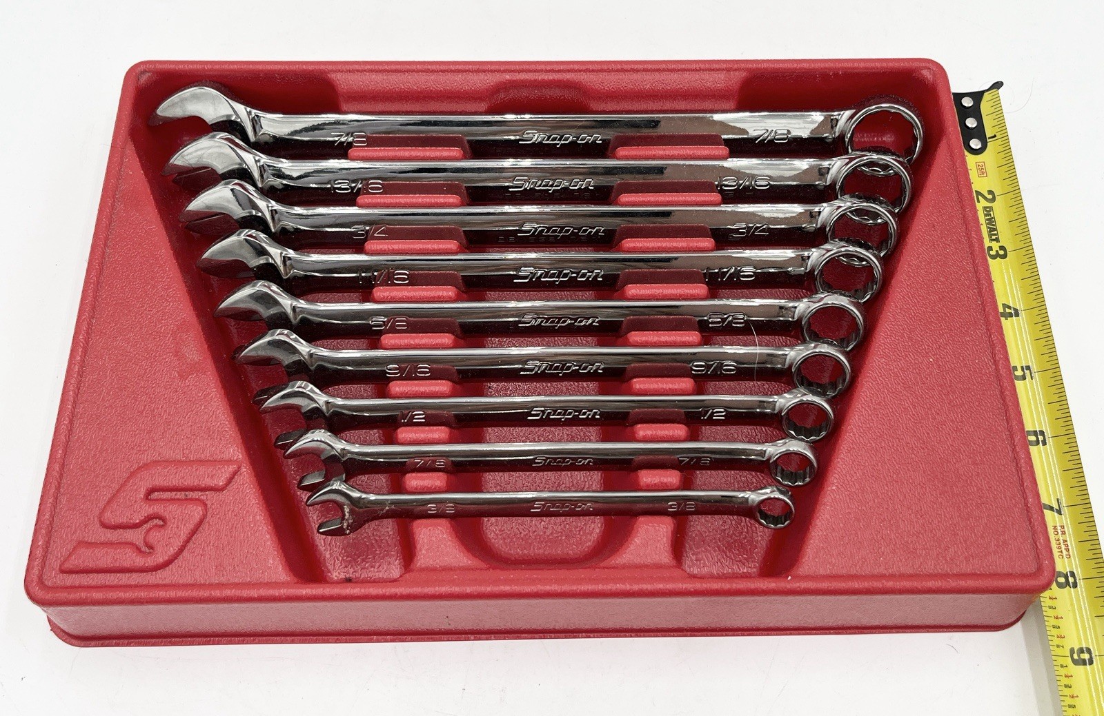 Snap On Tools 9 pc 12-Point SAE Flank Drive® Combination Wrench Set (3/8–7/8′)