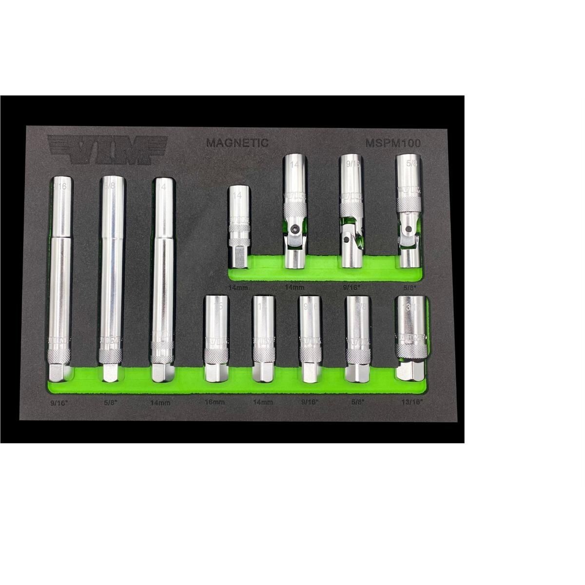 Vim Tools MSPM100 3/8» Drive Magnetic Spark Plug Socket Master Set