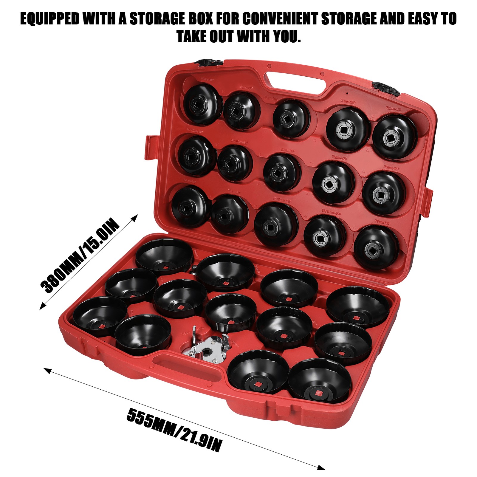 30Pcs Oil Filter Captype Removal Wrench Socket Set 1/2inch 12.5mm Mouth Car NTKC