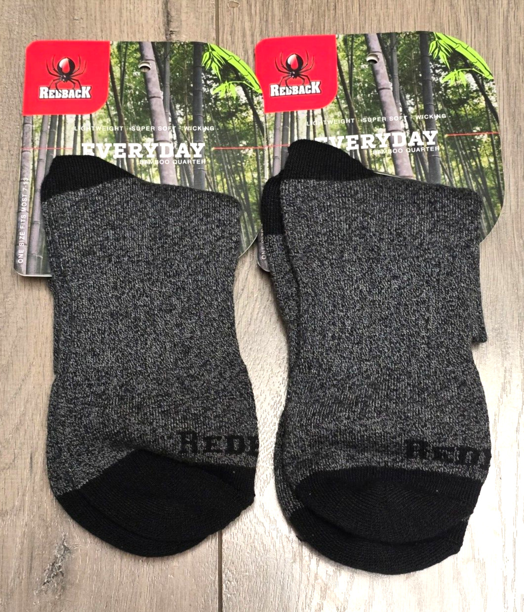 2 Pair) Redback Dark Grey Bamboo Work Quarter Socks #BAMLQ