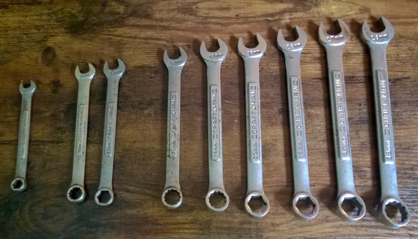 USA Craftsman 9 Pc Metric Combination Wrench VA Series 8mm 10mm 11mm 13mm-18mm
