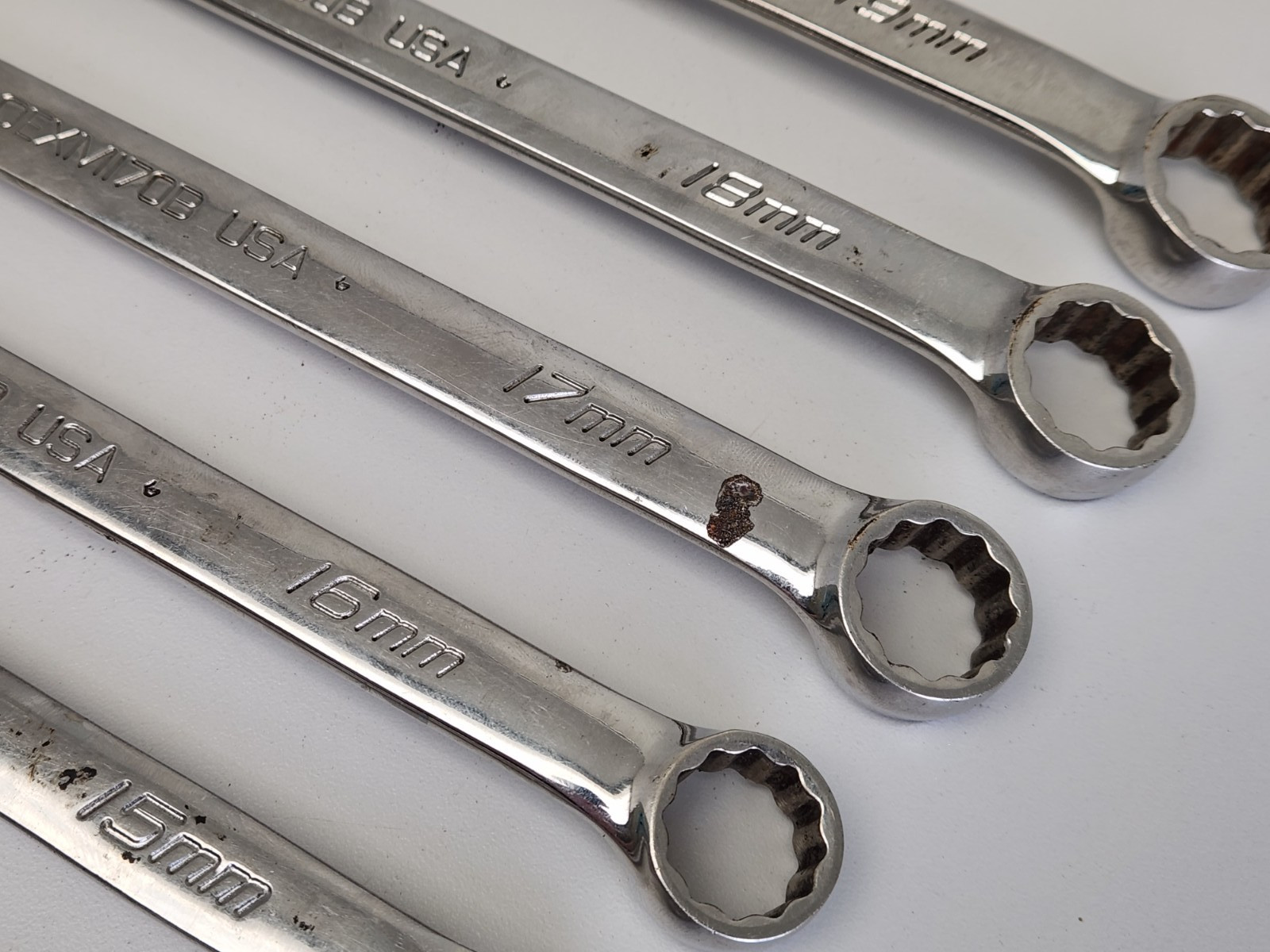 10-pc, Snap-on OEXM710B 12-Pt Metric Flank Drive Combination Wrench Set 10-19mm