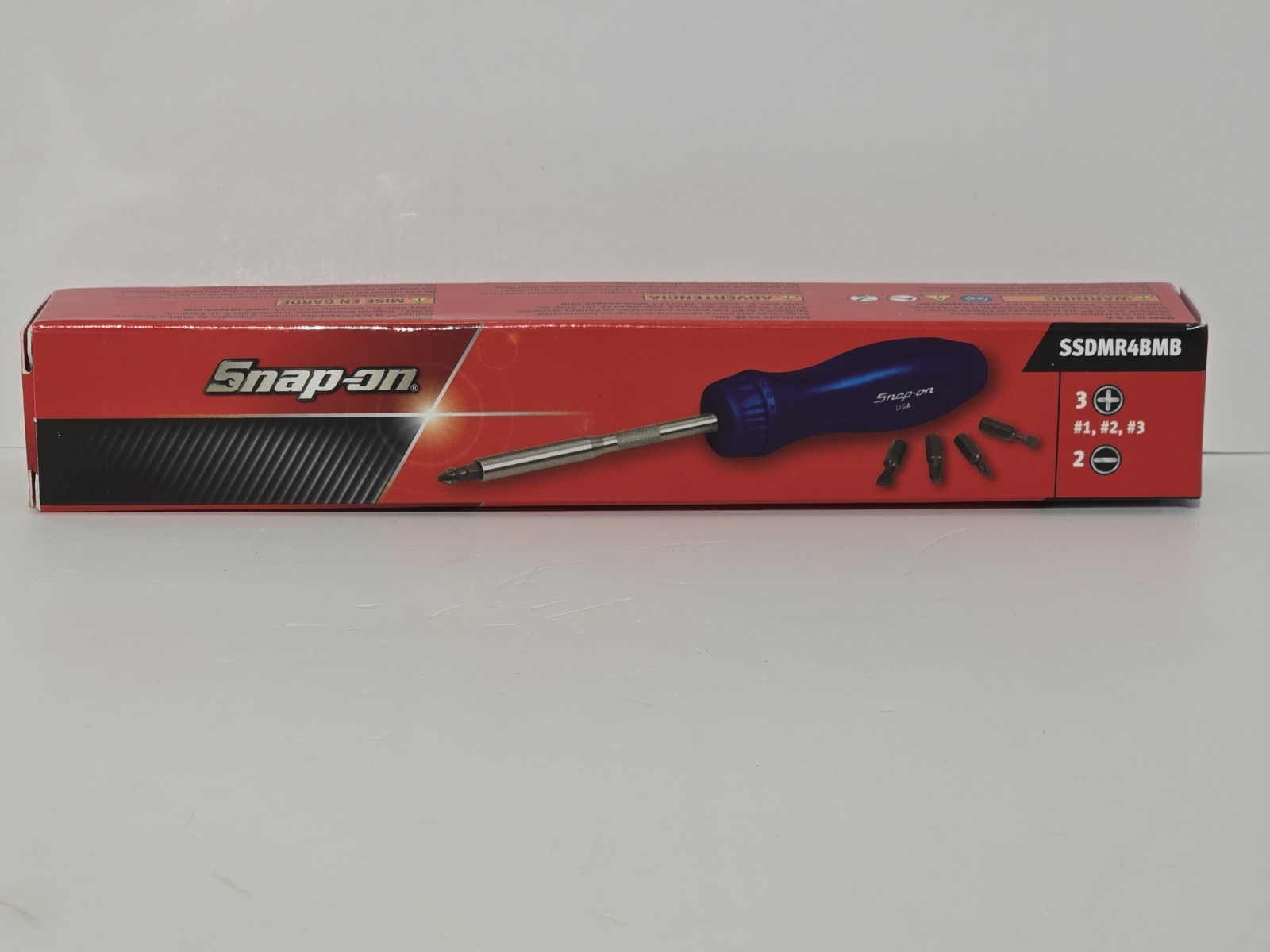 NEW! Snap-on Tools USA POWER BLUE Hard Handle Ratcheting Screwdriver SSDMR4BMB