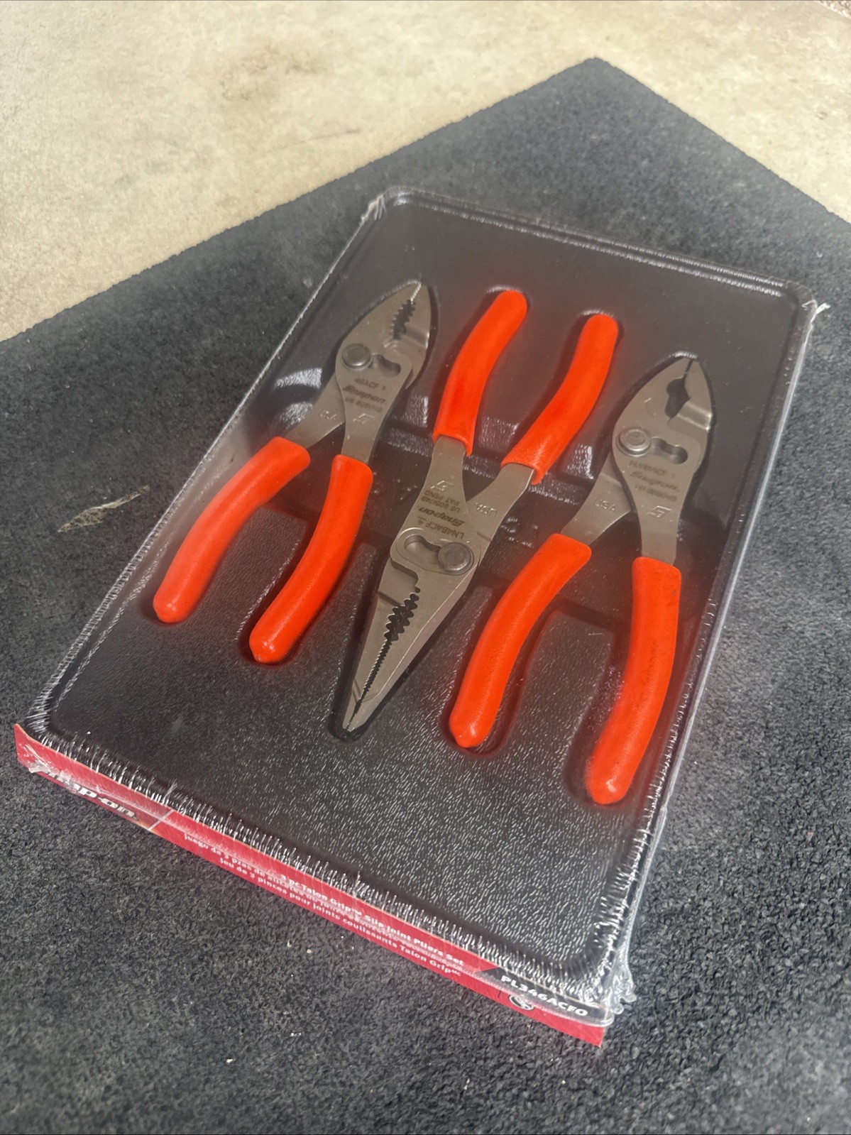 For Snap-on Tools USA NEW Orange 3pc Soft Grip Slip Joint Pliers Set PL346ACFO