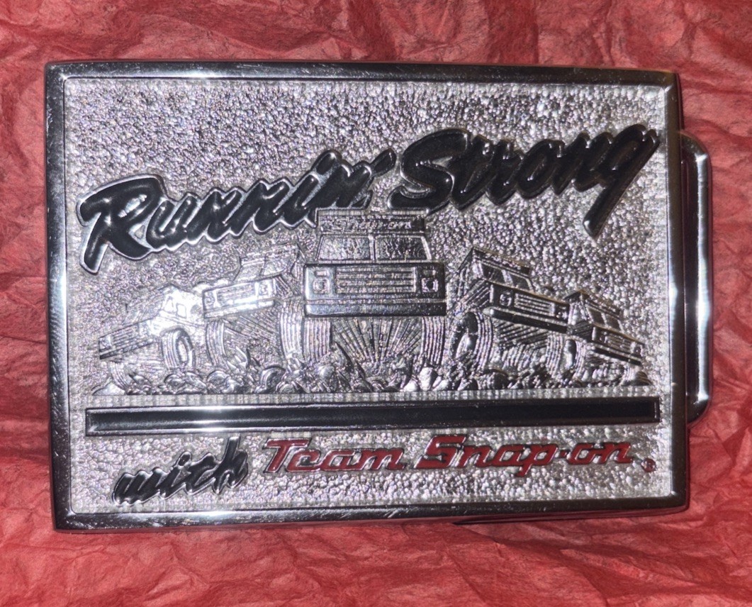 Big Shiny Snap-On Tools “Trucks” Chrome on Brass Belt Buckle Made in USA