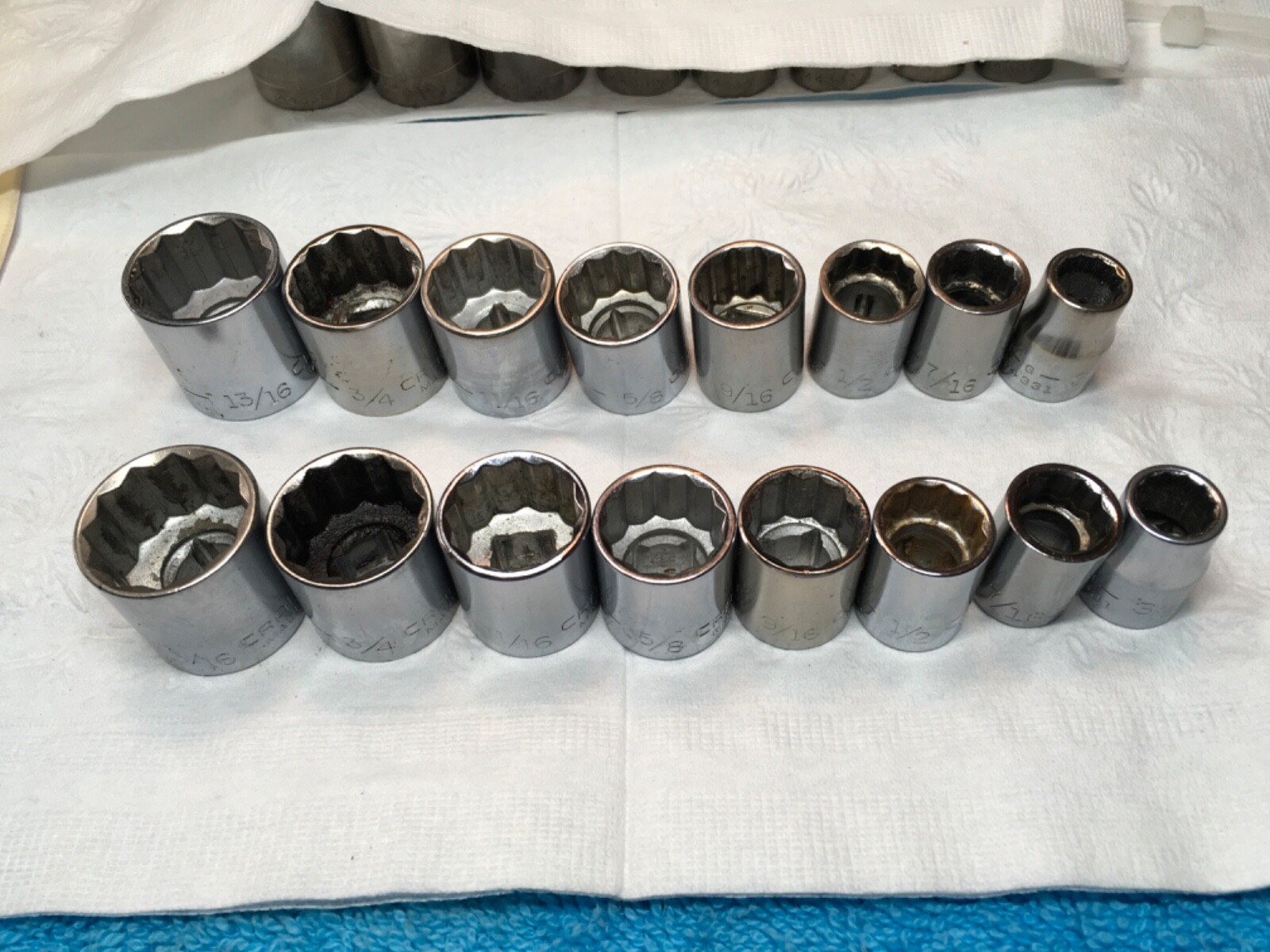 CRAFTSMAN 3/8 Drive SAE 12pt Socket 3/8-13/16 Shallow 8pc USA 🇺🇸 “G” L650-G