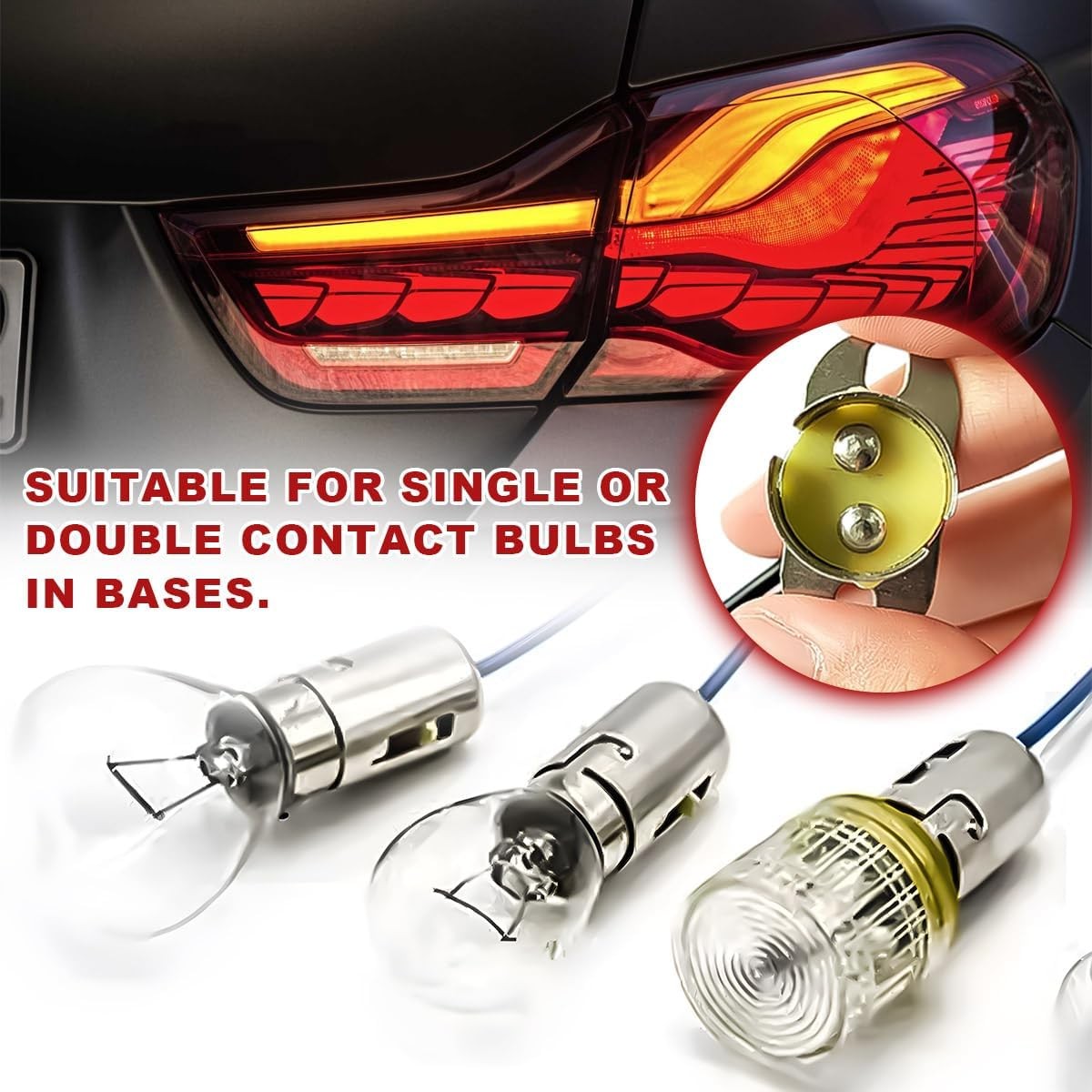 2 PCS Car Bulb Socket, BAY15D 1157 LED Light Snap-in Socket BAY15D(1157)