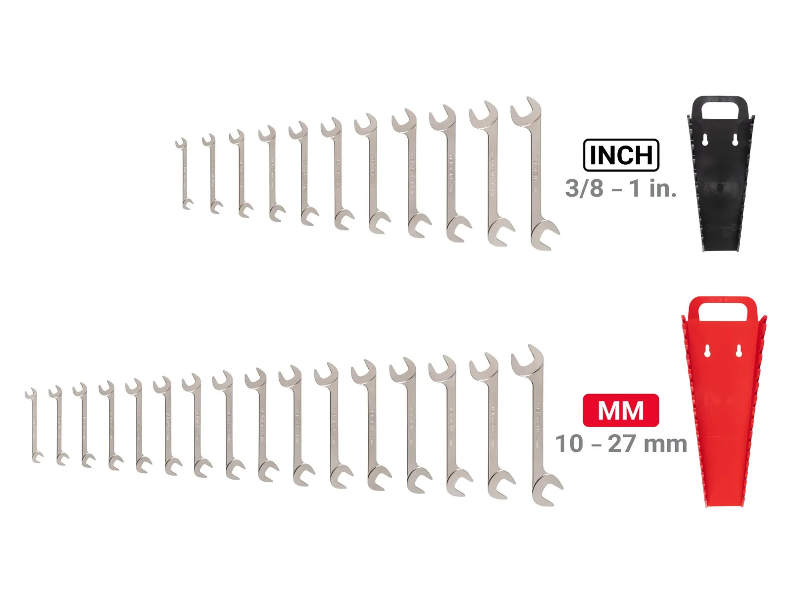 3/8-1 in. , 10-27 mm Angle Head Open End Wrench Set with Holder (27-Piece)