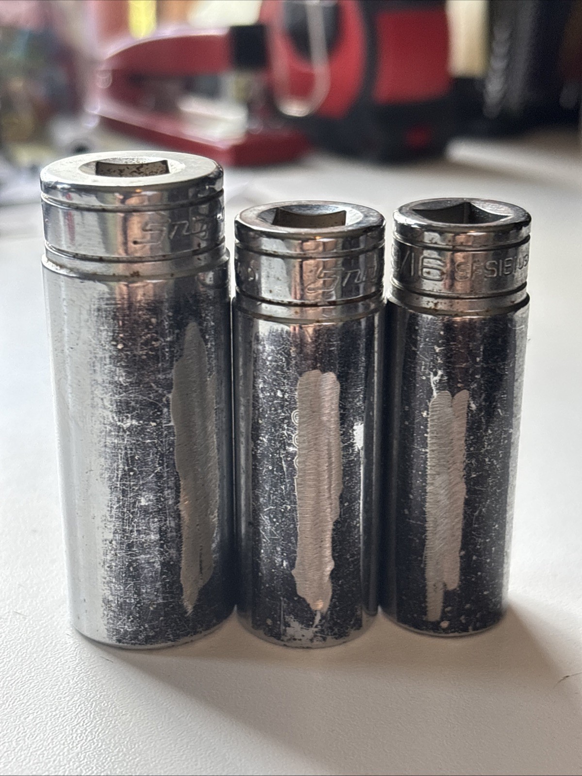 3 Snap-on 3/8″ Drive 6-Pt Deep Socket 3/4” SFS241 5/8” SFS201 9/16” SFS181 🇺🇸