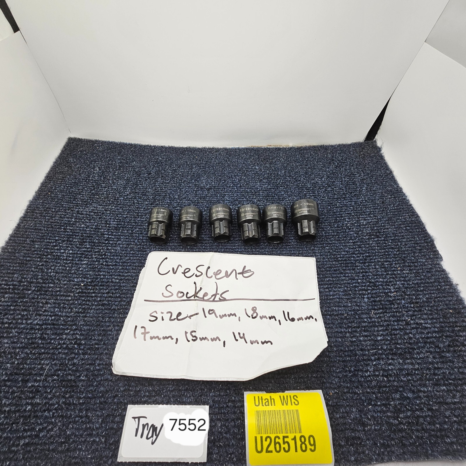 (6 PIECES) Crescent Spline Sockets Sizes 19mm, 18mm, 17mm, 16mm, 15mm, 14mm