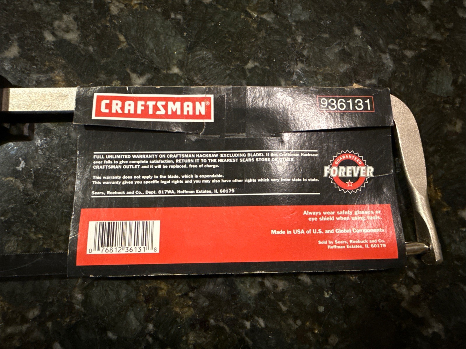 NOS Sears 36131 Craftsman 10” Hacksaw Saw 36131 Straight or Flush Cut Made USA!!