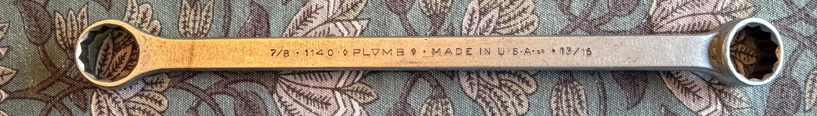 vtg PLUMB PLVMB Double Box End Wrenches, SAE 12pt, 1 w/1940’s Pebble Finish USA