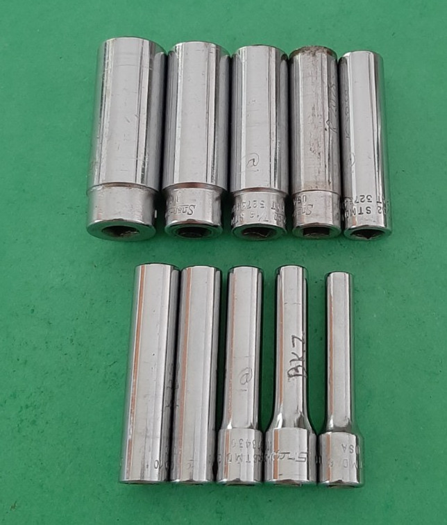 10pc Snap-on Tools USA 1/4″ Drive SAE Deep 12pt POINT Chrome Socket Set READ!!