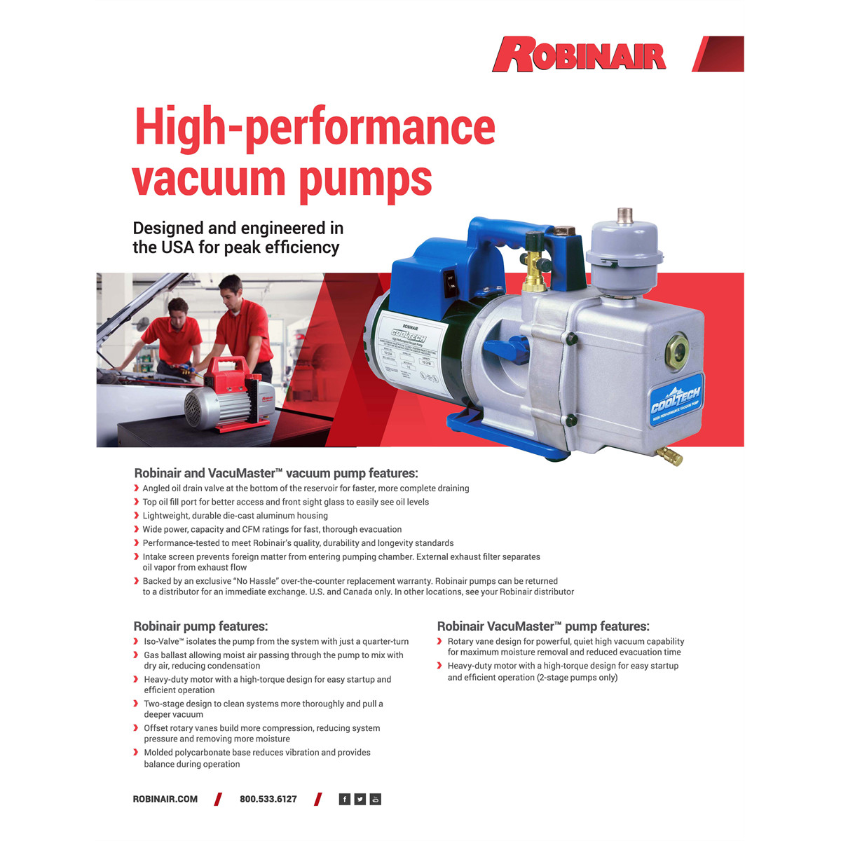 Robinair 15500 Vacuum Pump 5 CFM 2 Stage 110V