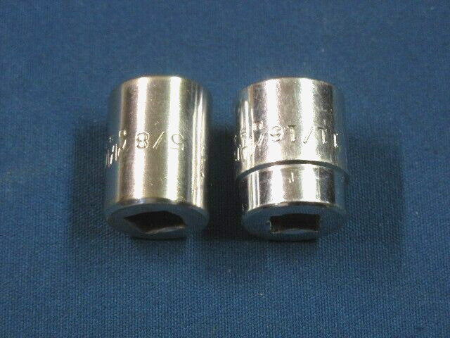 2 Mac Tools 5/8in & 11/16in Shallow 6 Point 3/8in Drive Chrome Sockets