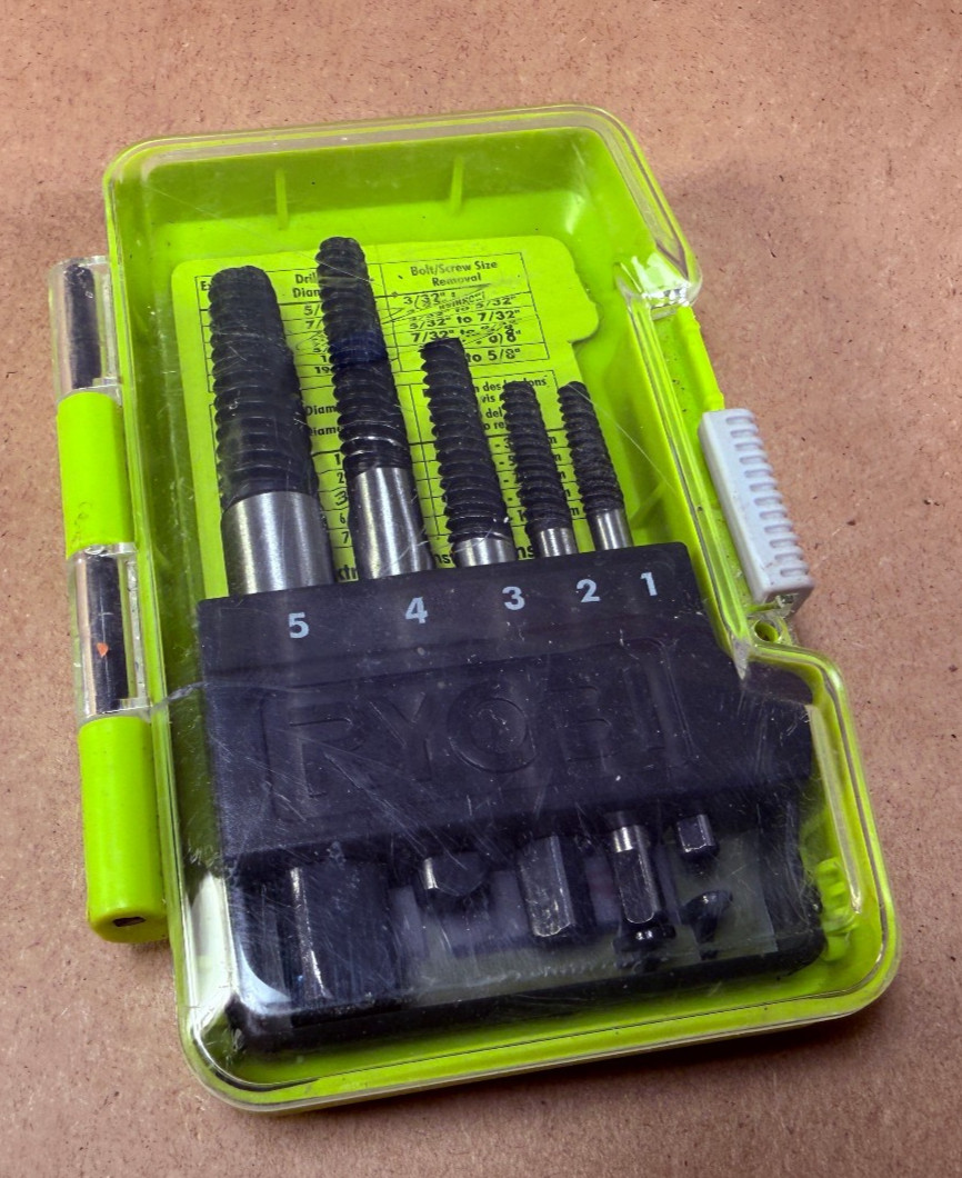 Lightly Used? – RYOBI Spiral Screw Extractor Set – 5 Piece A96SE51