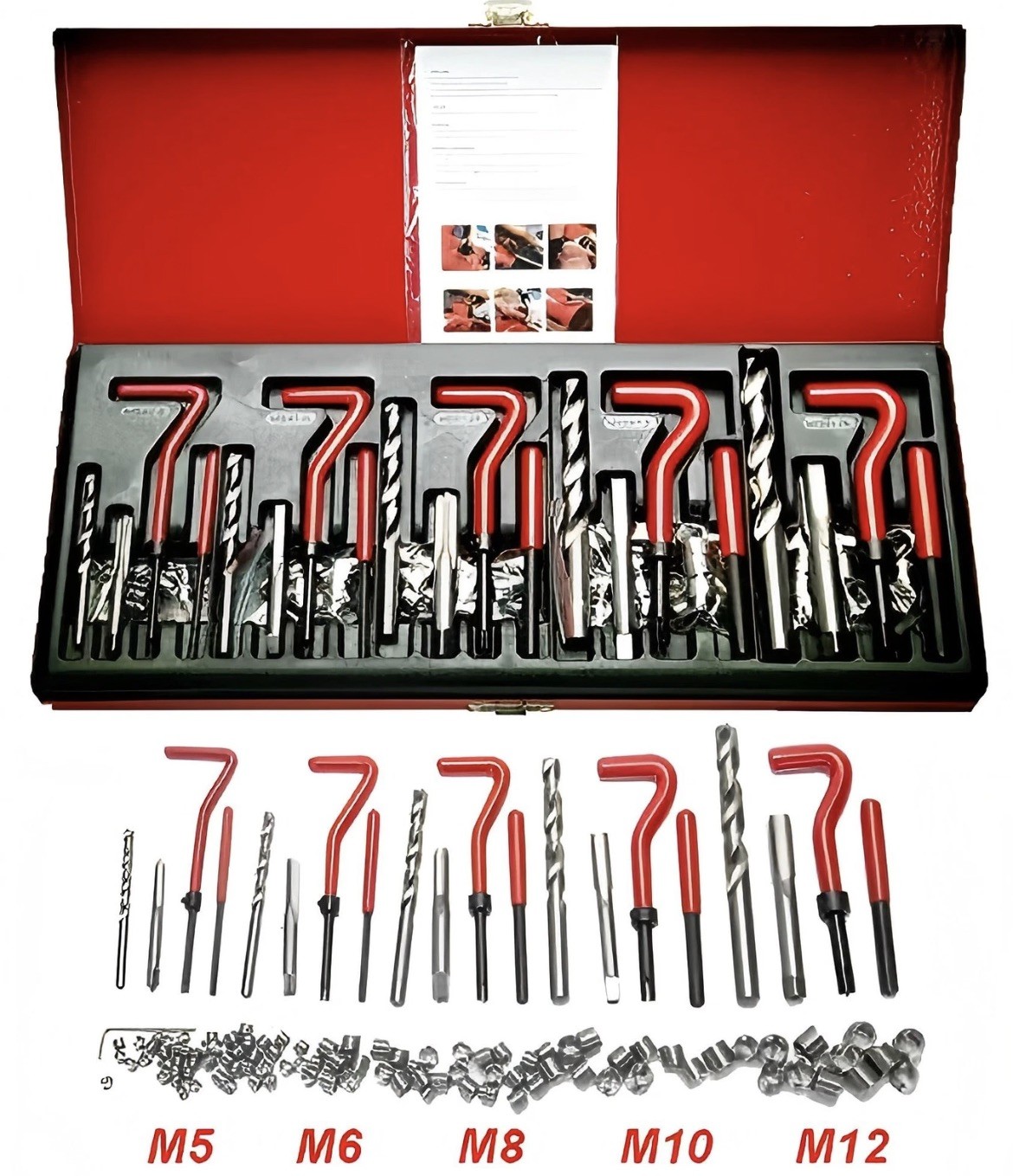 M5 M6 M8 M10 M12 Helicoil Thread Repair 131Pcs Set & Metric Rethreading Tool Kit