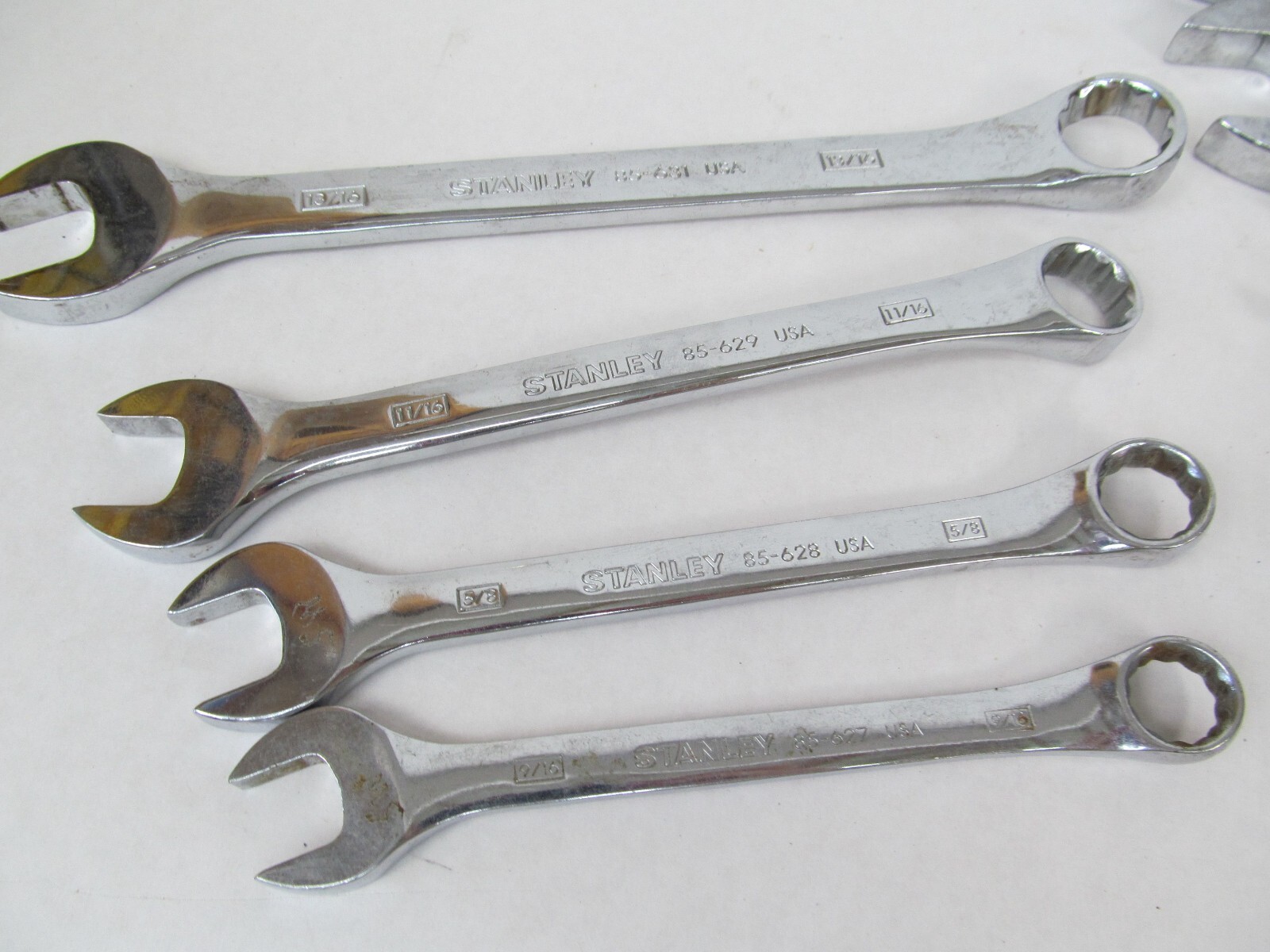 Lot of 9 Large Stanley USA Combination Wrenches 9/16 to 1-1/4
