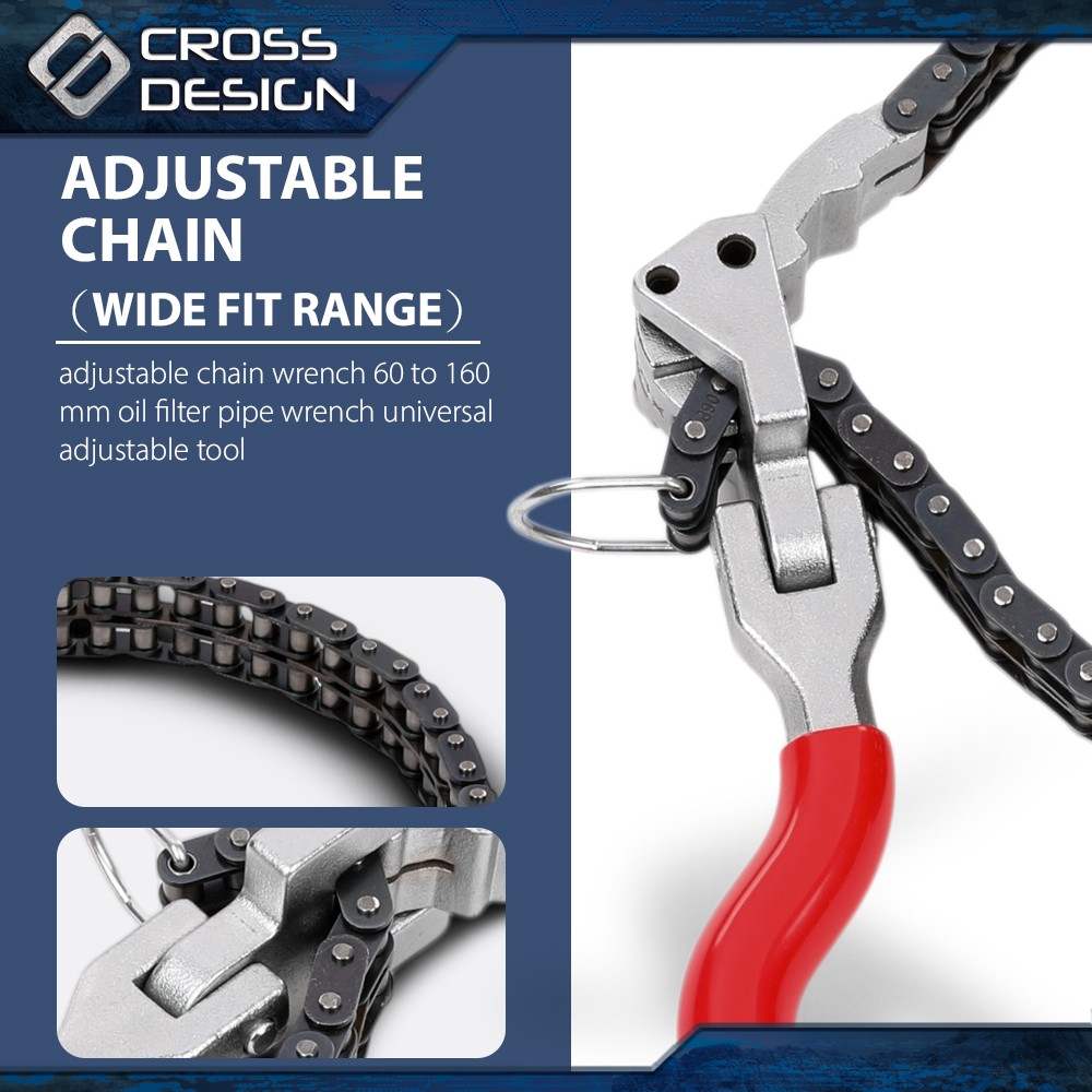 Heavy-Duty Ratcheting Chain Wrench Oil Filter Change Pipe Fittings 60-160mm