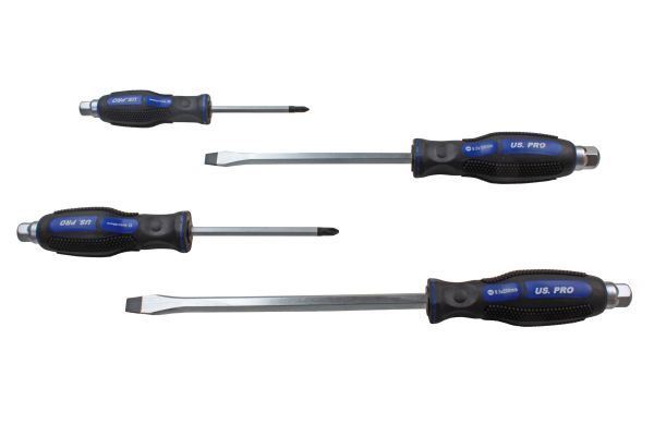 US PRO 12PC Go Through Screwdriver Set Slotted + Philips 1610