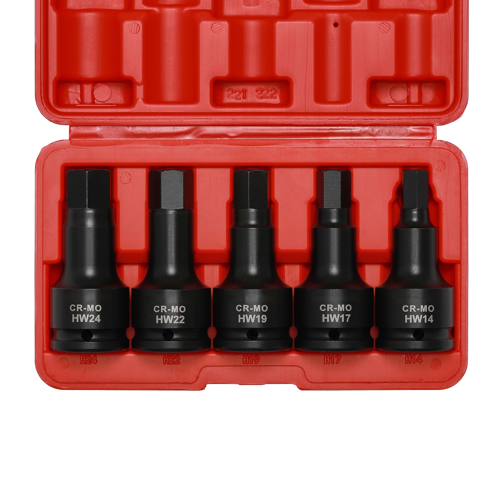3/4 Inch Drive Impact Hex Driver Set, 5 PCS Metric, 14mm, 17mm, 19mm, 22mm, 24mm