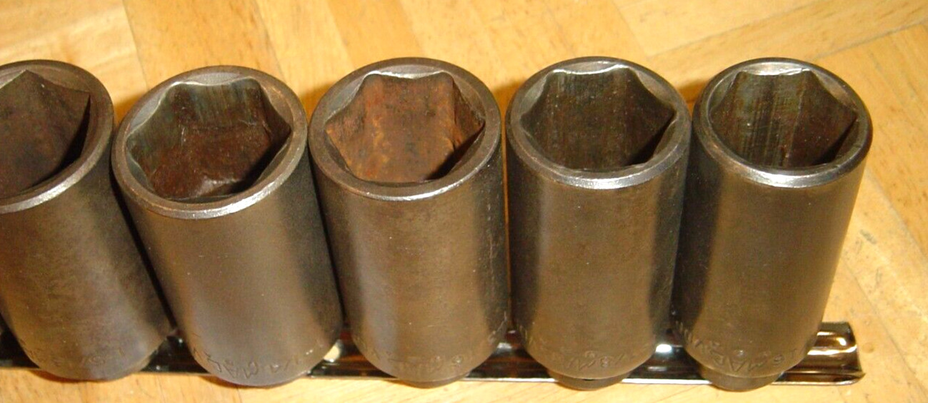 MAC TOOLS 7 PIECE 1/2 DRIVE SAE. DEEP IMPACT 6 POINT SOCKET SET 1-1/16 TO 1-7/16