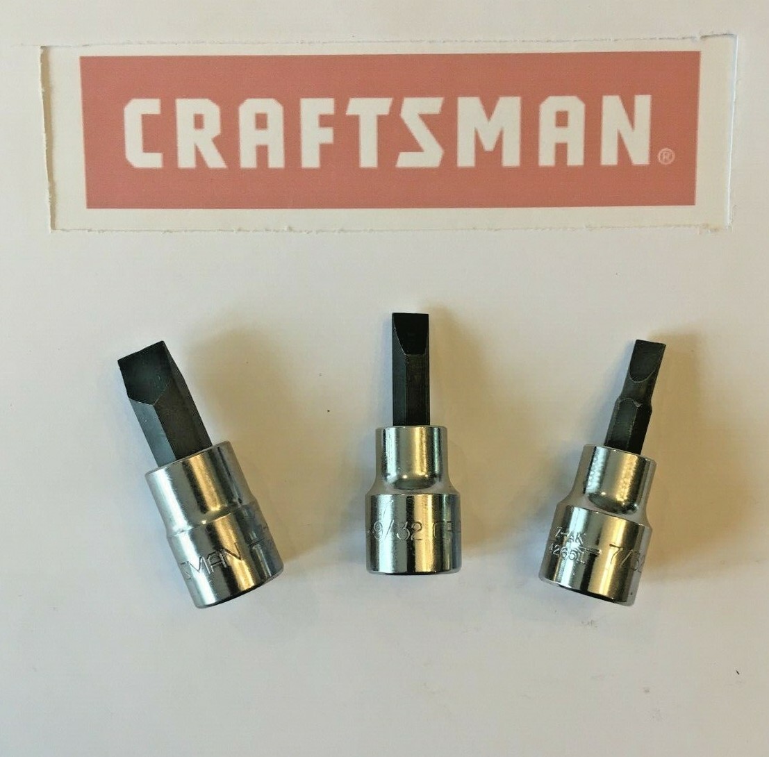 Craftsman Screwdriver Bit Socket Set Phillips Flat 3/8″ Drive 6pc P1 P2 P3