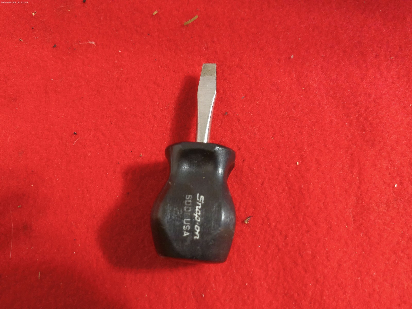 Snap-on Tools Flat Head Short Stubby Hard Black Handle Screwdriver USA