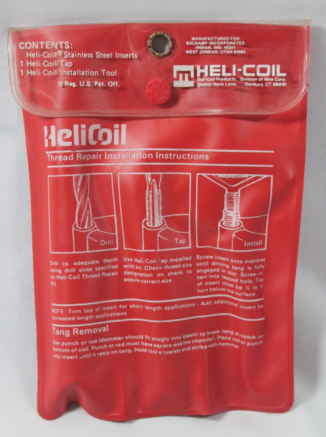 Heli‑Coil Thread Repair Kit 7/16-14 UNC Tap Tool Inserts Preowned USA Complete