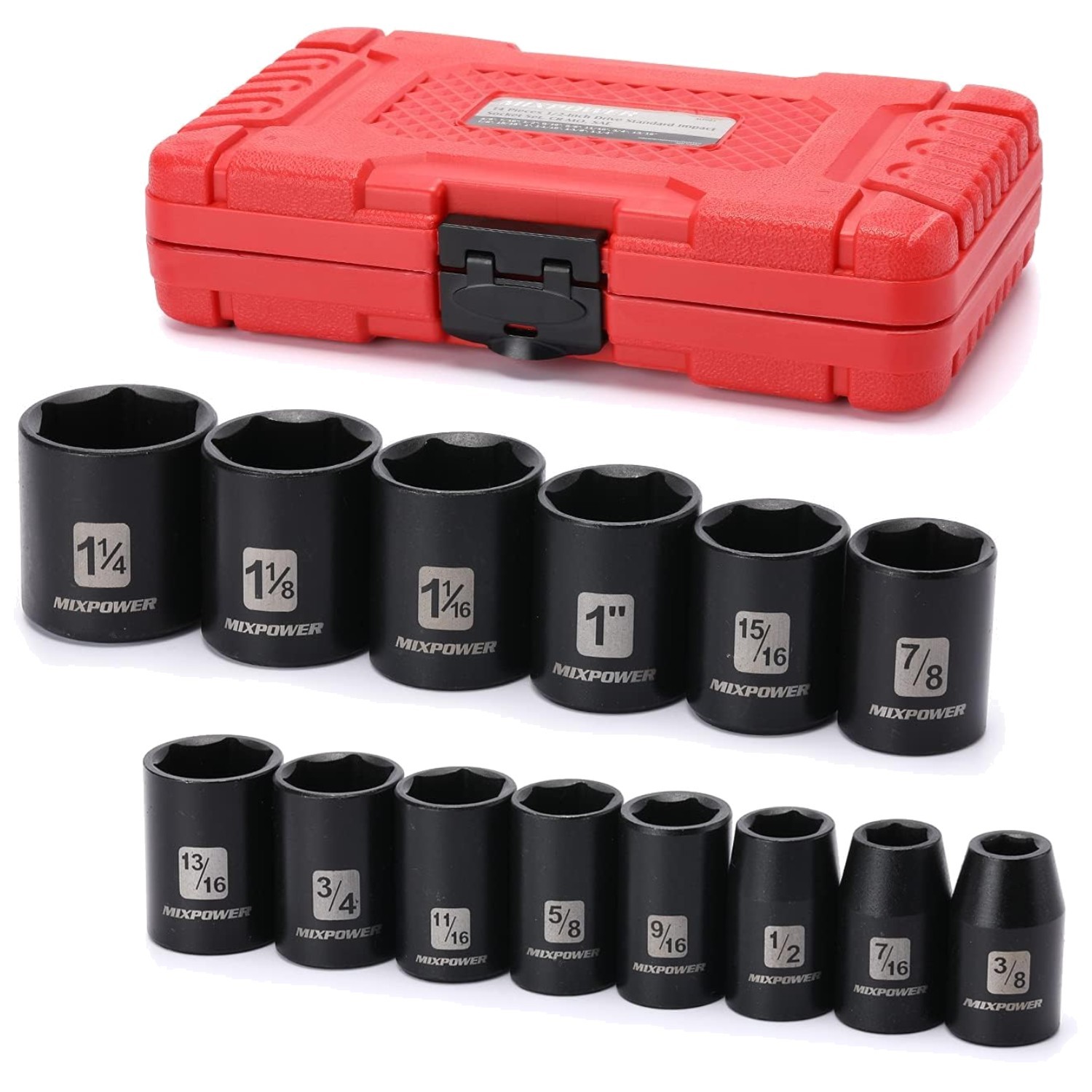 Mixpower 14-Piece 1/2″ Drive Shallow Impact Socket Set